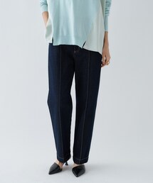 cloenc | 【キレイ見え】コットンデニムテーパードパンツ(デニムパンツ)