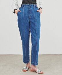 【マシンウォッシュ】コットンデニムテーパードパンツ