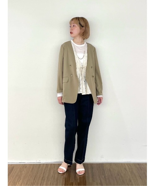 cloenc（クロエンス）の「【マシンウォッシュ】コットンデニムテーパードパンツ（デニムパンツ・レディース・ブルー/ブルー系その他・02/03/01）」の3枚目の写真