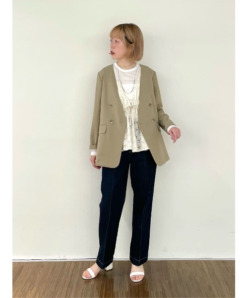 cloenc（クロエンス）の「【マシンウォッシュ】コットンデニムテーパードパンツ（デニムパンツ・レディース・ブルー/ブルー系その他・02/03/01）」の4枚目の写真