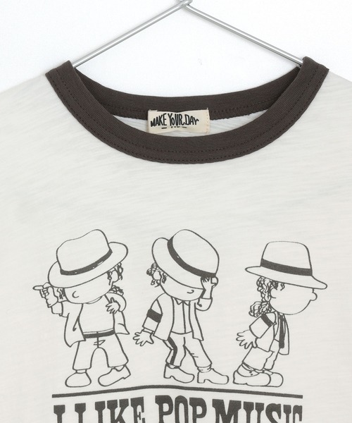 MAKE YOUR DAY(メイクユアデイ)の「POP MUSIC半袖リンガーTシャツ■パパサイズ(Tシャツ/カットソー・メンズ・ブラック/チャコールグレー/ネイビー・L/M)」の7枚目の写真