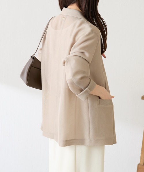 COLLAGE GALLARDAGALANTE（コラージュガリャルダガランテ）の「メッシュダブルジャケット/WEB限定カラー展開（テーラードジャケット・レディース・ネイビー/ベージュ/ブラック・FREE）」の5枚目の写真