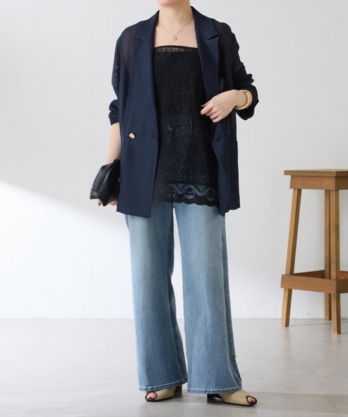 COLLAGE GALLARDAGALANTE（コラージュガリャルダガランテ）の「メッシュダブルジャケット/WEB限定カラー展開（テーラードジャケット・レディース・ネイビー/ベージュ/ブラック・FREE）」の10枚目の写真