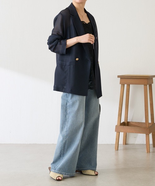 COLLAGE GALLARDAGALANTE（コラージュガリャルダガランテ）の「メッシュダブルジャケット/WEB限定カラー展開（テーラードジャケット・レディース・ネイビー/ベージュ/ブラック・FREE）」の18枚目の写真