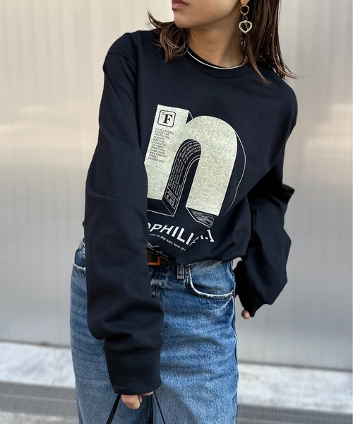mi via loca（ミヴィアロカ）の「【GILDAN】立体"n"ロゴプリントロンT（Tシャツ/カットソー・レディース・ピンク/ホワイト/ブラック/ホワイト×ピンク・MEDIUM/X-LARGE）」の3枚目の写真