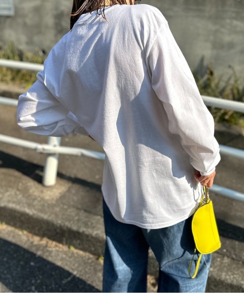 mi via loca（ミヴィアロカ）の「【GILDAN】立体"n"ロゴプリントロンT（Tシャツ/カットソー・レディース・ピンク/ホワイト/ブラック/ホワイト×ピンク・MEDIUM/X-LARGE）」の15枚目の写真