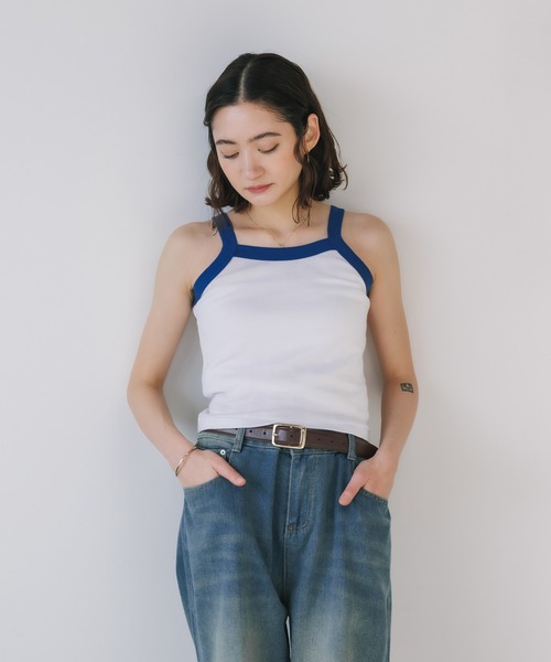 MILLER(ミラー)の「R.P.miller/ミラー Panel-rib Cropped Tanktop パネルリブタンクトップ 2026新作 再入荷 秋服 2026年秋冬(タンクトップ・レディース・ホワイト系1/ホワイト系2/ブラック系1/ブラック系2/オリーブ系/レッド系/ピンク/ブルー・FREE)」の2枚目の写真