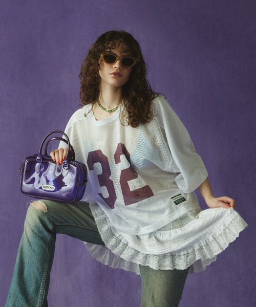 カットソー (CREOLME)MESH NUMBERING H/S TEE セール】(CREOLME)MESH NUMBERING H/S TEE（Tシャツ/カットソー