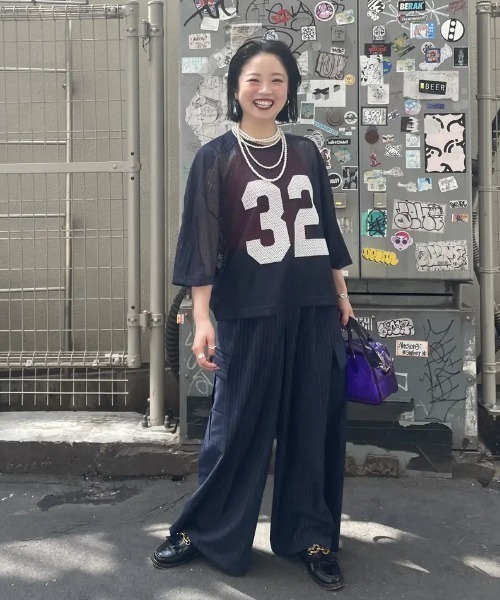 カットソー (CREOLME)MESH NUMBERING H/S TEE セール】(CREOLME)MESH NUMBERING H/S TEE（Tシャツ/カットソー