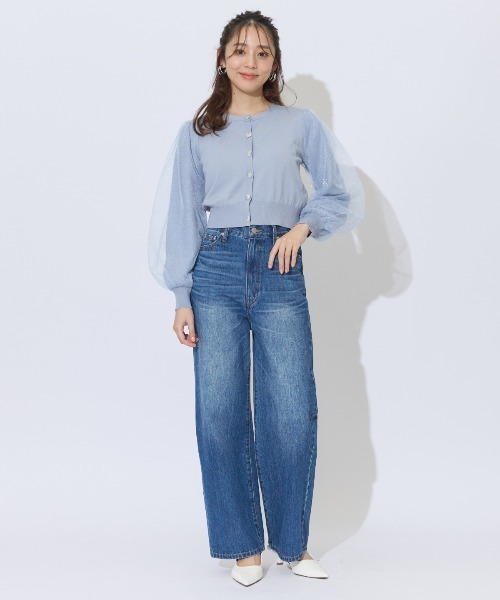 AND COUTURE(アンドクチュール)の「シアースリーブビジューカーディガン(カーディガン/ボレロ・レディース・ブラック/オフホワイト/ブルー・FREE)」の17枚目の写真
