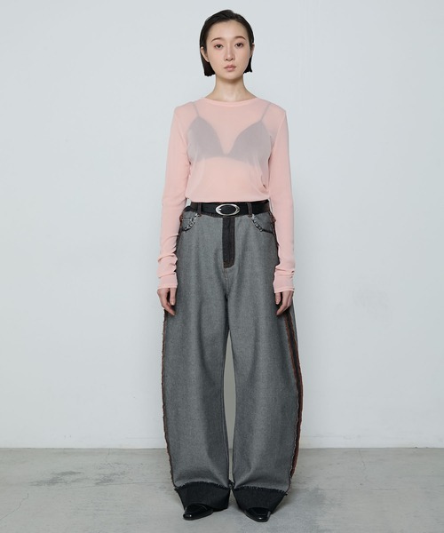 le ELMi（ルエルミ）の「Basic crew-neck sheer tee / クルーネック シアー ベーシック カットソー（Tシャツ/カットソー・レディース・オフホワイト/ライトグリーン/ピンク/ブラック/グレー・FREE）」の21枚目の写真