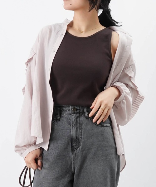 LUCA/LADY LUCK LUCA（ルカ/レディラックルカ）の「LC/LLL 前後2WAYリブタンク（タンクトップ・レディース・グレイッシュベージュ/オフホワイト/ターコイズブルー/オレンジ/ダークブラウン/ブラック・FREE）」の3枚目の写真