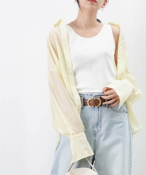 LUCA/LADY LUCK LUCA（ルカ/レディラックルカ）の「LC/LLL 前後2WAYリブタンク（タンクトップ・レディース・グレイッシュベージュ/オフホワイト/ターコイズブルー/オレンジ/ダークブラウン/ブラック・FREE）」の2枚目の写真