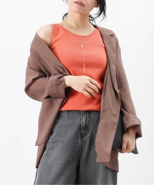 LUCA/LADY LUCK LUCA（ルカ/レディラックルカ）の「LC/LLL 前後2WAYリブタンク（タンクトップ・レディース・グレイッシュベージュ/オフホワイト/ターコイズブルー/オレンジ/ダークブラウン/ブラック・FREE）」の6枚目の写真