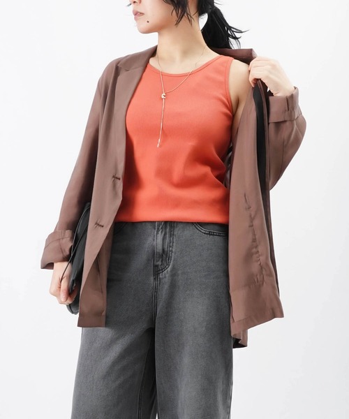 LUCA/LADY LUCK LUCA（ルカ/レディラックルカ）の「LC/LLL 前後2WAYリブタンク（タンクトップ・レディース・グレイッシュベージュ/オフホワイト/ターコイズブルー/オレンジ/ダークブラウン/ブラック・FREE）」の13枚目の写真