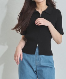 ZOZO限定 衿付きダブルジップリブニット