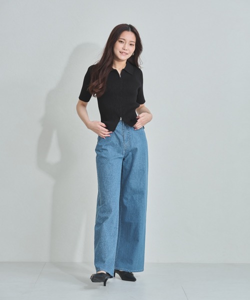 MISCH MASCH(ミッシュマッシュ)の「ZOZO限定 衿付きダブルジップリブニット(ニット/セーター・レディース・ブラック/アイボリー/ブルー・フリ-)」の10枚目の写真