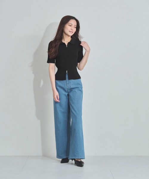 MISCH MASCH(ミッシュマッシュ)の「ZOZO限定 衿付きダブルジップリブニット(ニット/セーター・レディース・ブラック/アイボリー/ブルー・フリ-)」の11枚目の写真