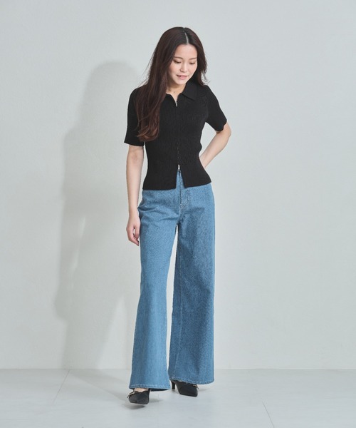 MISCH MASCH(ミッシュマッシュ)の「ZOZO限定 衿付きダブルジップリブニット(ニット/セーター・レディース・ブラック/アイボリー/ブルー・フリ-)」の12枚目の写真