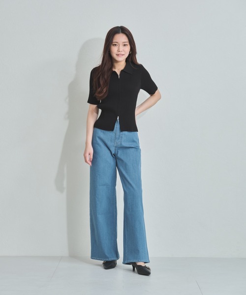 MISCH MASCH(ミッシュマッシュ)の「ZOZO限定 衿付きダブルジップリブニット(ニット/セーター・レディース・ブラック/アイボリー/ブルー・フリ-)」の13枚目の写真