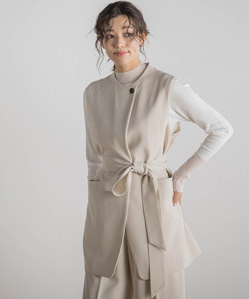 Droite lautreamont(ドロワットロートレアモン)の「ミリオーネダブルクロスジレ≪手洗い可能≫(その他アウター・レディース・ベージュ/ネイビー・M)」の3枚目の写真