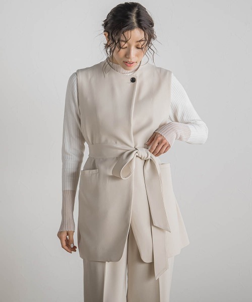 Droite lautreamont(ドロワットロートレアモン)の「ミリオーネダブルクロスジレ≪手洗い可能≫(その他アウター・レディース・ベージュ/ネイビー・M)」の4枚目の写真