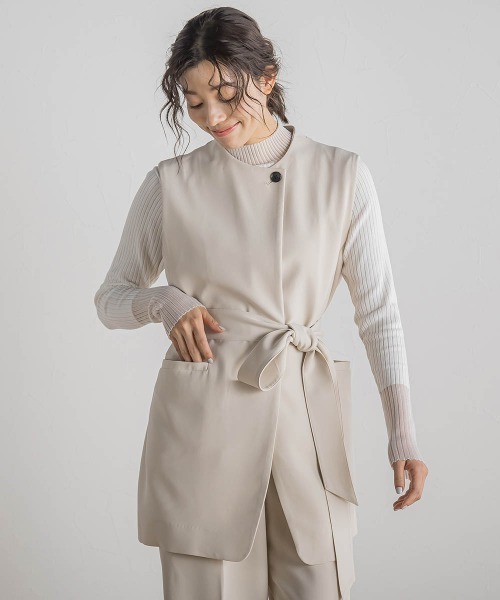 Droite lautreamont(ドロワットロートレアモン)の「ミリオーネダブルクロスジレ≪手洗い可能≫(その他アウター・レディース・ベージュ/ネイビー・M)」の5枚目の写真