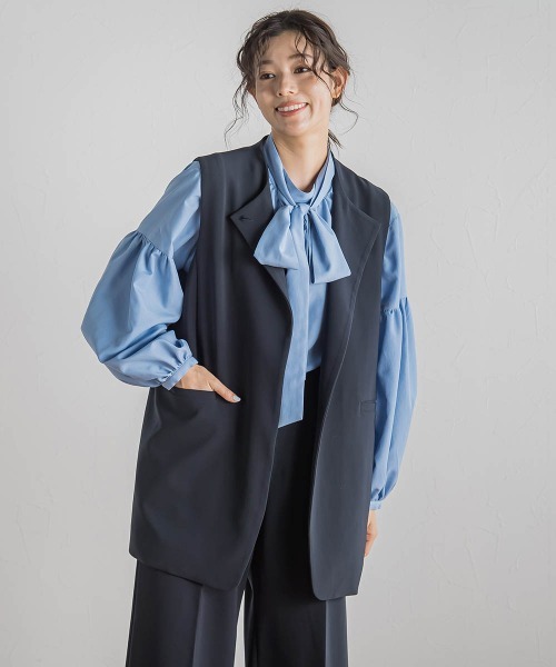 Droite lautreamont(ドロワットロートレアモン)の「ミリオーネダブルクロスジレ≪手洗い可能≫(その他アウター・レディース・ベージュ/ネイビー・M)」の20枚目の写真