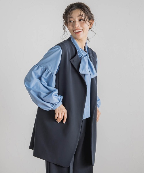 Droite lautreamont(ドロワットロートレアモン)の「ミリオーネダブルクロスジレ≪手洗い可能≫(その他アウター・レディース・ベージュ/ネイビー・M)」の22枚目の写真