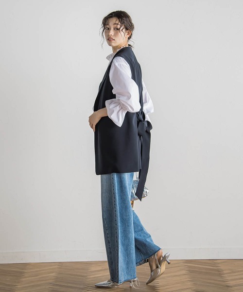 Droite lautreamont(ドロワットロートレアモン)の「ミリオーネダブルクロスジレ≪手洗い可能≫(その他アウター・レディース・ベージュ/ネイビー・M)」の17枚目の写真