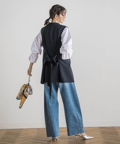 Droite lautreamont(ドロワットロートレアモン)の「ミリオーネダブルクロスジレ≪手洗い可能≫(その他アウター・レディース・ベージュ/ネイビー・M)」の18枚目の写真