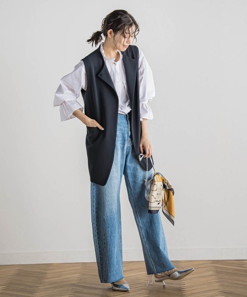 Droite lautreamont(ドロワットロートレアモン)の「ミリオーネダブルクロスジレ≪手洗い可能≫(その他アウター・レディース・ベージュ/ネイビー・M)」の19枚目の写真