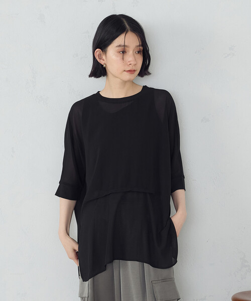 COMME CA ISM(コムサイズム)の「【セットアイテム】シアーオーバーTブラウス+タンクトップ(シャツ/ブラウス・レディース・ブラック/カーキ/ベージュ・MEDIUM/LARGE)」の22枚目の写真