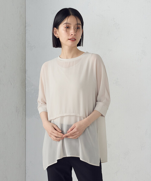 COMME CA ISM(コムサイズム)の「【セットアイテム】シアーオーバーTブラウス+タンクトップ(シャツ/ブラウス・レディース・ブラック/カーキ/ベージュ・MEDIUM/LARGE)」の18枚目の写真
