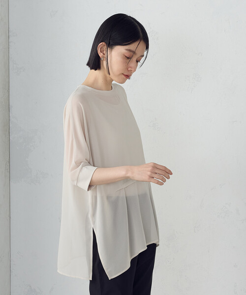 COMME CA ISM(コムサイズム)の「【セットアイテム】シアーオーバーTブラウス+タンクトップ(シャツ/ブラウス・レディース・ブラック/カーキ/ベージュ・MEDIUM/LARGE)」の19枚目の写真