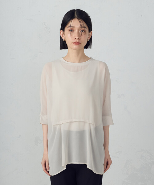 COMME CA ISM(コムサイズム)の「【セットアイテム】シアーオーバーTブラウス+タンクトップ(シャツ/ブラウス・レディース・ブラック/カーキ/ベージュ・MEDIUM/LARGE)」の14枚目の写真