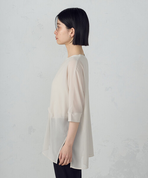 COMME CA ISM(コムサイズム)の「【セットアイテム】シアーオーバーTブラウス+タンクトップ(シャツ/ブラウス・レディース・ブラック/カーキ/ベージュ・MEDIUM/LARGE)」の4枚目の写真