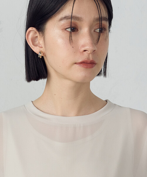 COMME CA ISM(コムサイズム)の「【セットアイテム】シアーオーバーTブラウス+タンクトップ(シャツ/ブラウス・レディース・ブラック/カーキ/ベージュ・MEDIUM/LARGE)」の6枚目の写真