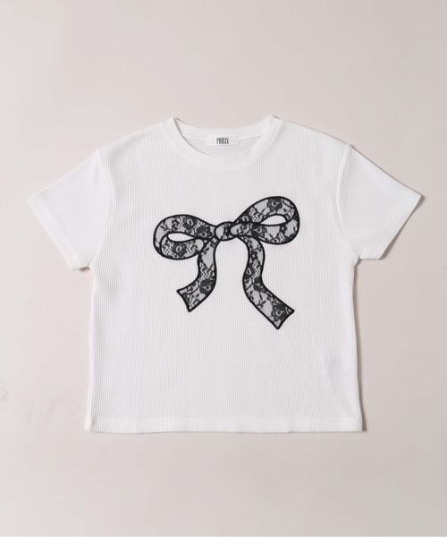 PHILLY(フィリー)の「【PHILLY】リボンレースワッペンワッフルT(Tシャツ/カットソー・レディース・グレー/ホワイト/ネイビー・FREE)」の22枚目の写真