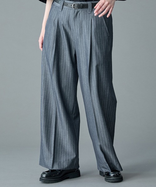 RUUBON】stripe wide straight slacks / ストライプワイド
