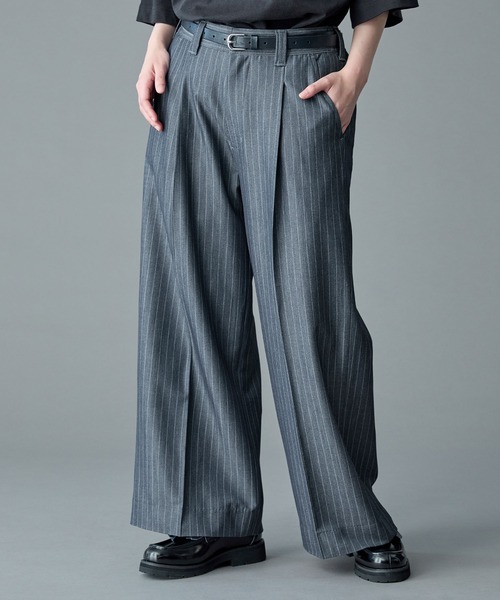 RUUBON】stripe wide straight slacks / ストライプワイドストレート