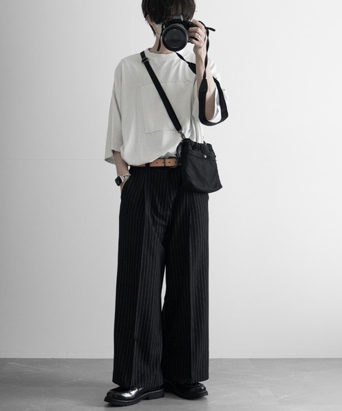 RUUBON（ルーボン）の「【RUUBON】stripe wide straight slacks / ストライプワイドストレートスラックス（スラックス・メンズ・ブラック系1/ネイビー系1・S/M/L）」の15枚目の写真