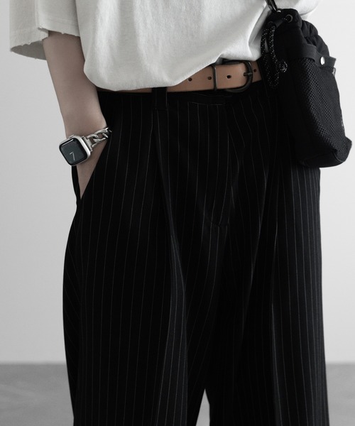 RUUBON（ルーボン）の「【RUUBON】stripe wide straight slacks / ストライプワイドストレートスラックス（スラックス・メンズ・ブラック系1/ネイビー系1・S/M/L）」の17枚目の写真