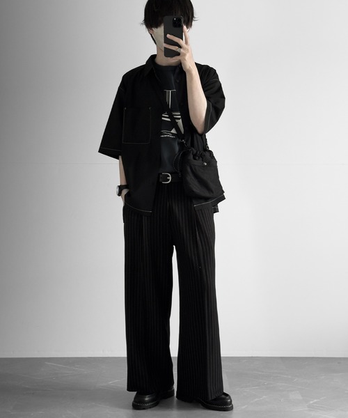 RUUBON】stripe wide straight slacks / ストライプワイド