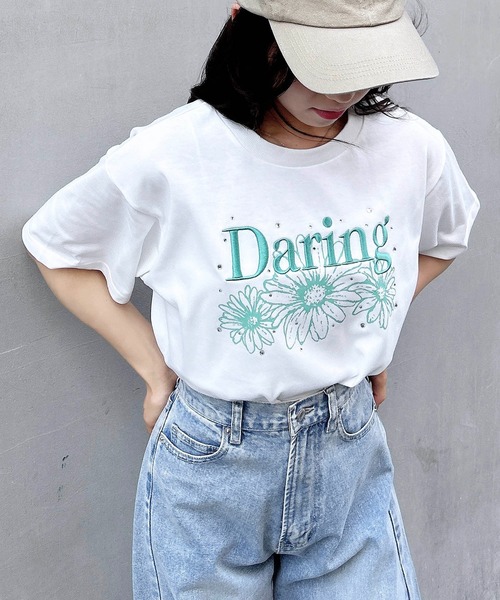 INGNI（イング）の「フラワーロゴTシャツ（Tシャツ/カットソー・レディース・ブラック×ピンク/ホワイト×ピンク/ホワイト×ブルー/ホワイト×グリーン/ホワイト×ネイビー/ネイビー系・M）」の8枚目の写真