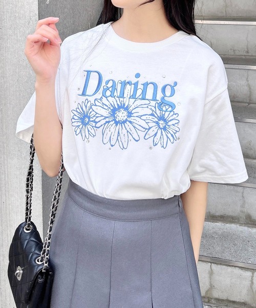 INGNI（イング）の「フラワーロゴTシャツ（Tシャツ/カットソー・レディース・ブラック×ピンク/ホワイト×ピンク/ホワイト×ブルー/ホワイト×グリーン/ホワイト×ネイビー/ネイビー系・M）」の11枚目の写真