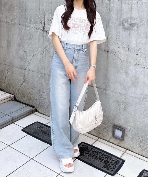 INGNI（イング）の「フラワーロゴTシャツ（Tシャツ/カットソー・レディース・ブラック×ピンク/ホワイト×ピンク/ホワイト×ブルー/ホワイト×グリーン/ホワイト×ネイビー/ネイビー系・M）」の19枚目の写真