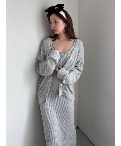 SNIDEL HOME ヘンリーデザインワンピース　完売色グレー セール】ヘンリーデザインワンピース（ルームワンピース