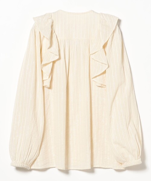 sara mallika(サラ マリカ)の「【別注】Sara mallika / COTTON STRIPE JACQUARD FRILL TUNIC(シャツ/ブラウス・レディース・ナチュラル/ネイビー・ONE SIZE)」の8枚目の写真