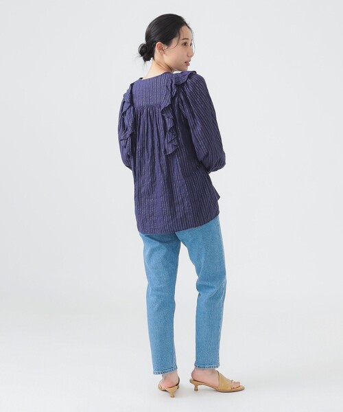 セール】【別注】Sara mallika / COTTON STRIPE JACQUARD FRILL